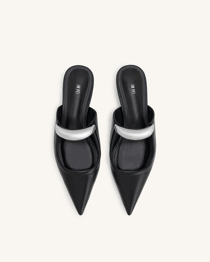 Helena Pierced Mules - Black | JW PEI