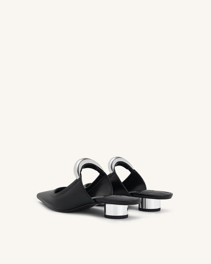 Helena Pierced Mules - Black | JW PEI