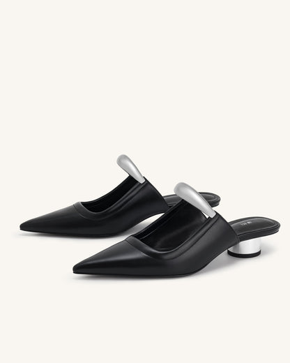 Helena Pierced Mules - Black | JW PEI
