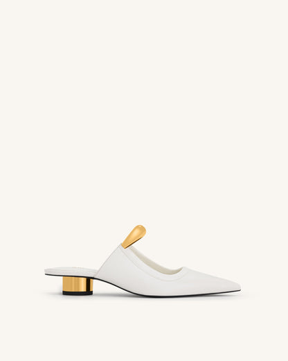Helena Pierced Mules - White | JW PEI