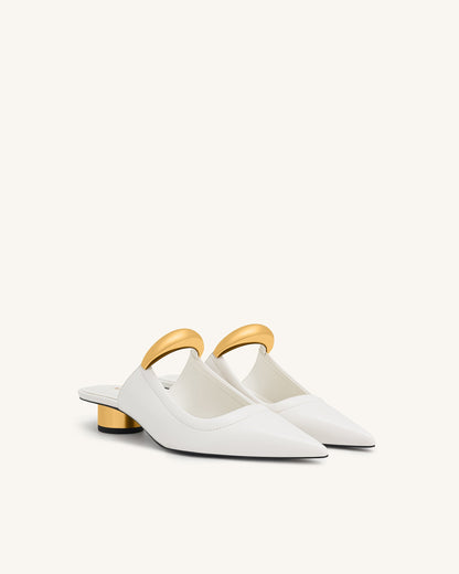 Helena Pierced Mules - White | JW PEI