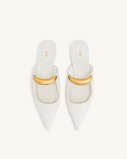 Helena Pierced Mules - White | JW PEI