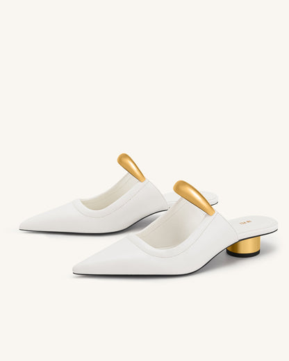 Helena Pierced Mules - White | JW PEI