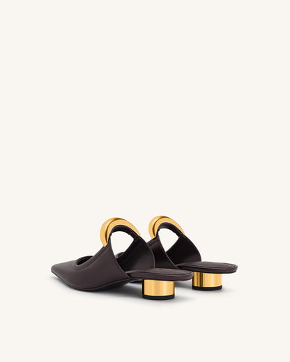 Helena Pierced Mules- Claret Red | JW PEI
