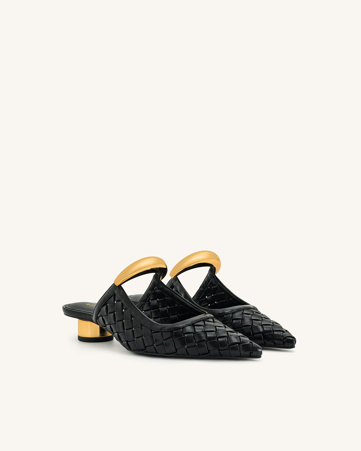 Helena Weave Pierced Mules - Black | JW PEI
