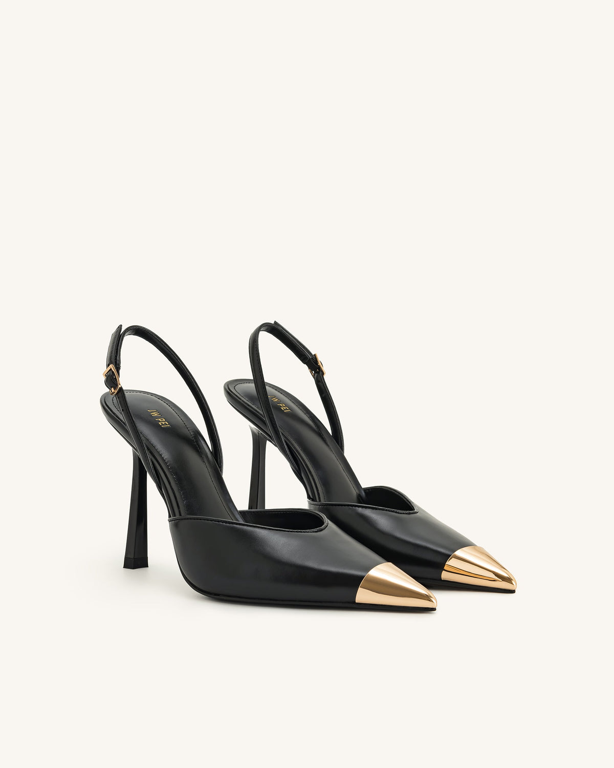 Savannah Gold Tipped Slingback Pumps - Black | JW PEI