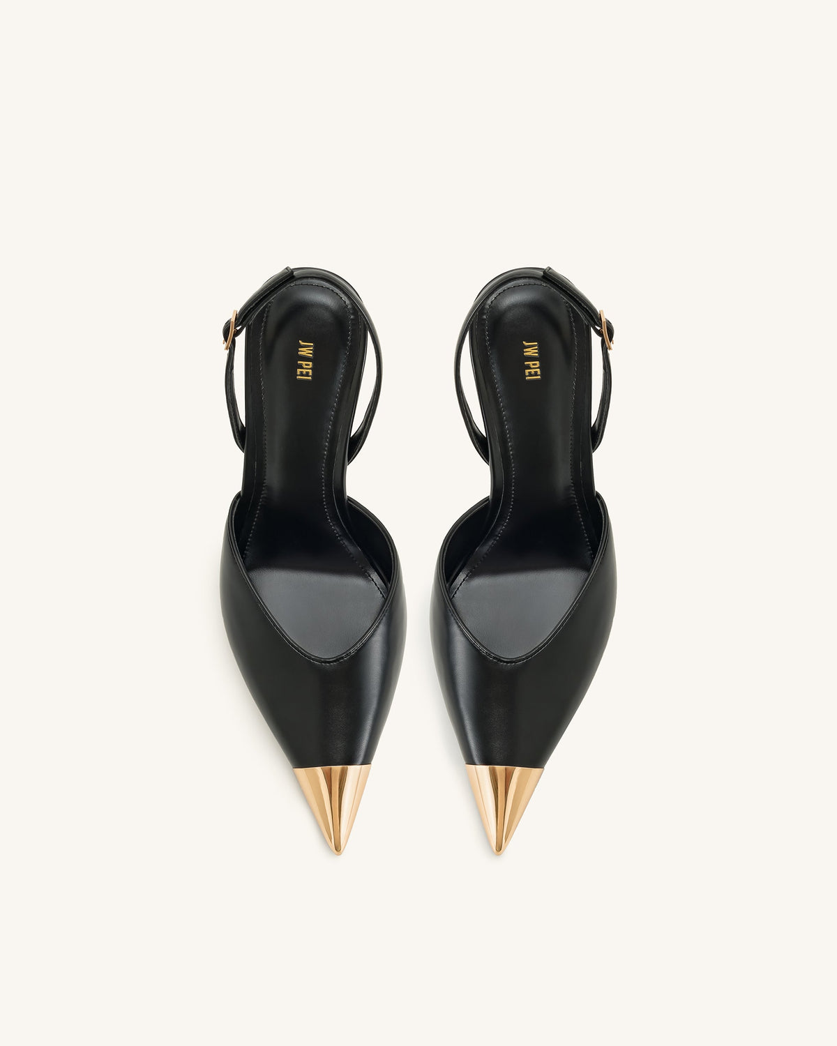 Savannah Gold Tipped Slingback Pumps - Black | JW PEI