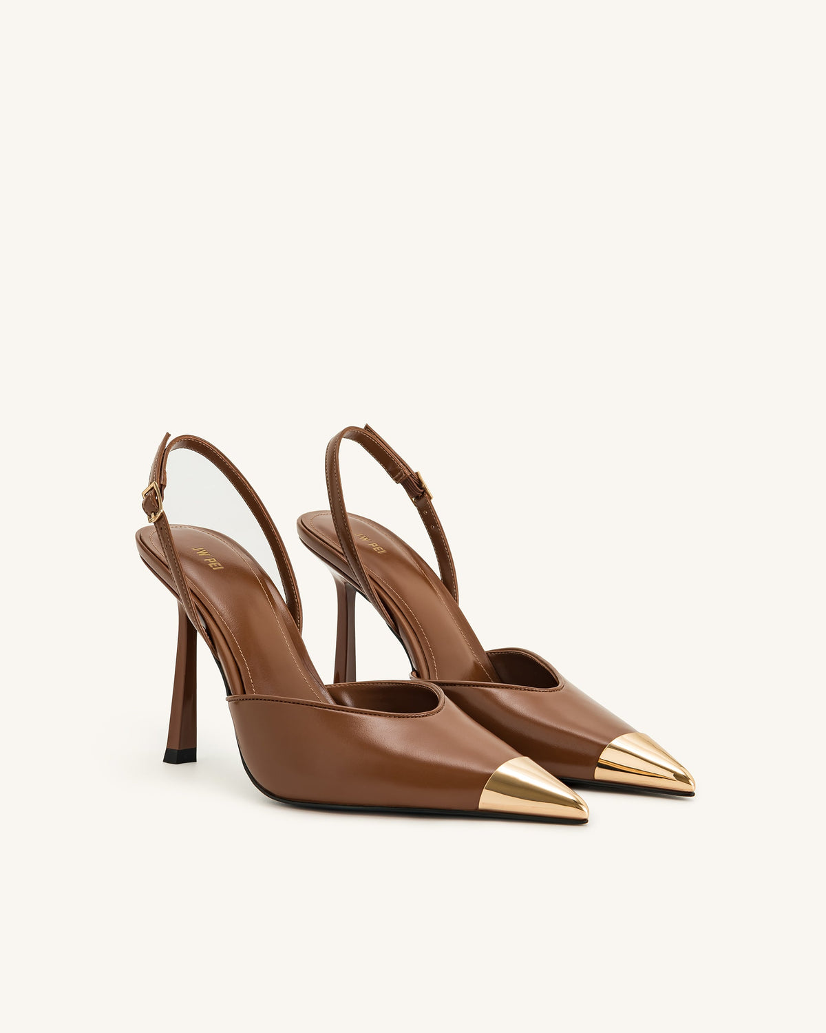 Savannah Gold Tipped Slingback Pumps - Brown | JW PEI