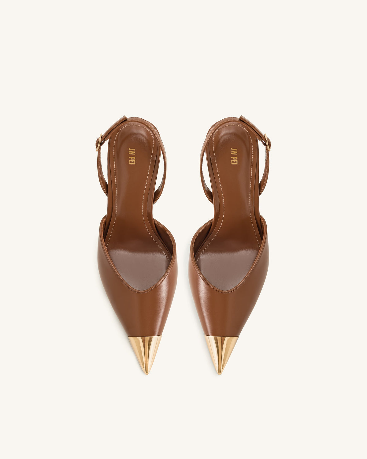 Savannah Gold Tipped Slingback Pumps - Brown | JW PEI