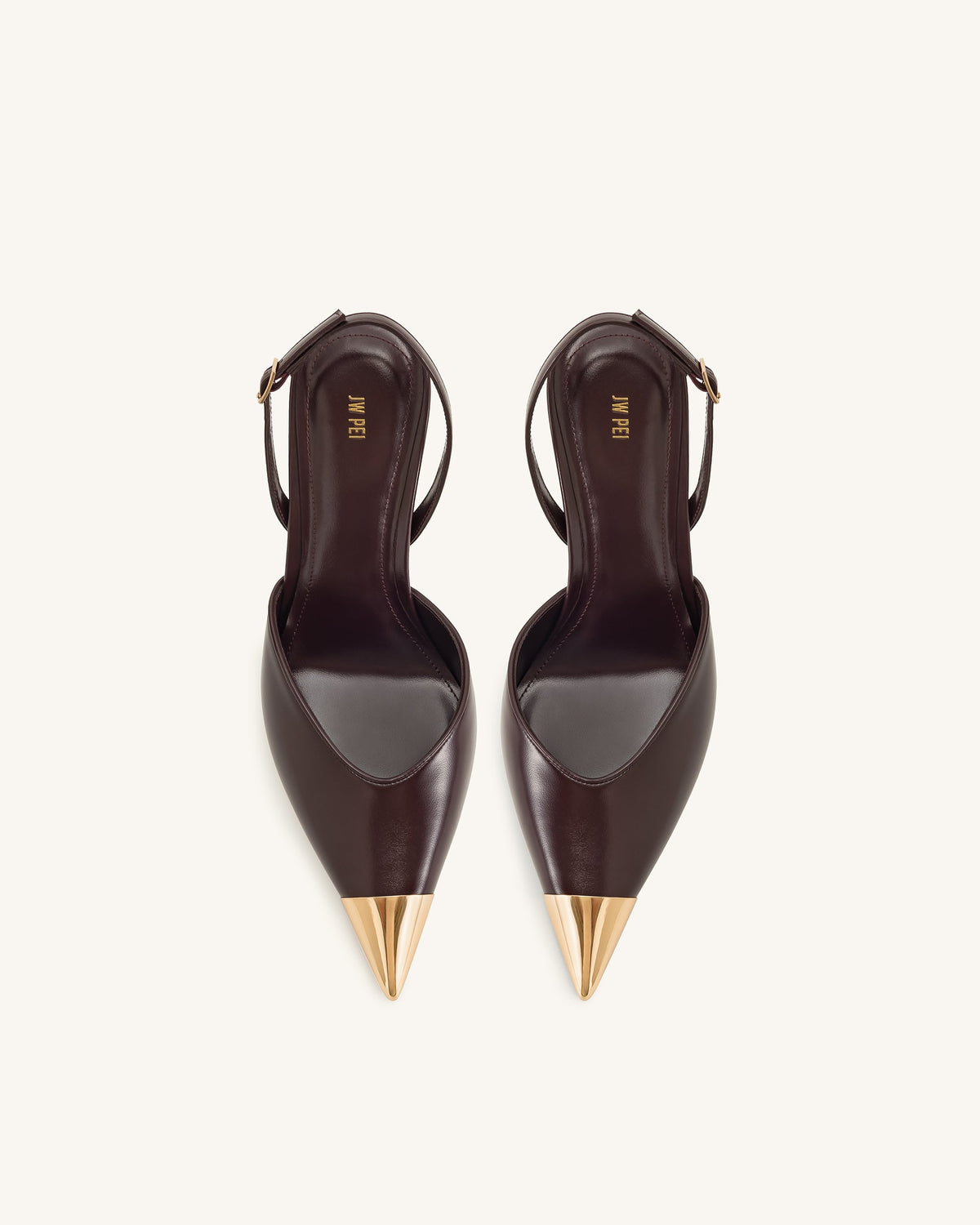 Savannah Gold Tipped Slingback Pumps - Burgundy | JW PEI