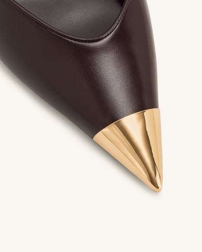 Savannah Gold Tipped Slingback Pumps - Burgundy | JW PEI