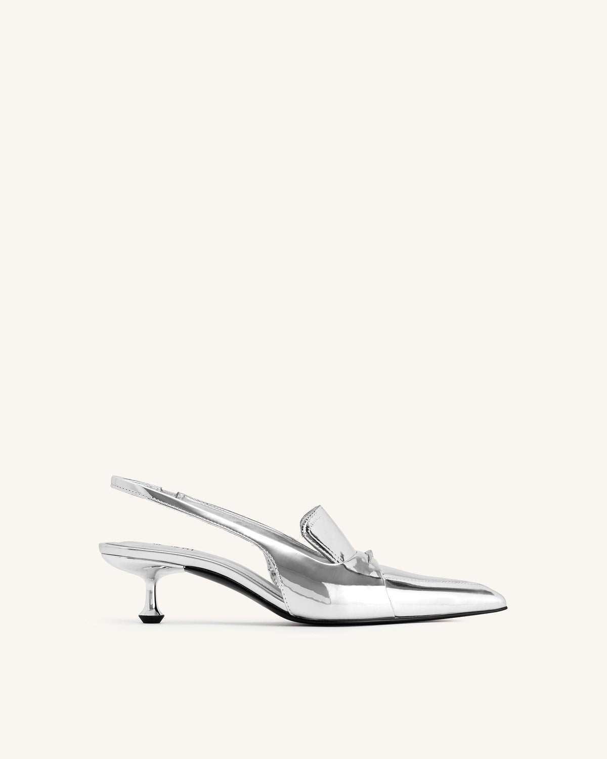 Carla Metallic Kitten Heel Pumps - Silver | JW PEI
