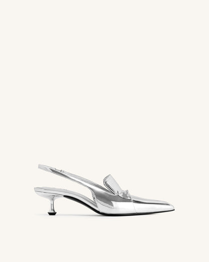 Carla Metallic Kitten Heel Pumps - Silver | JW PEI