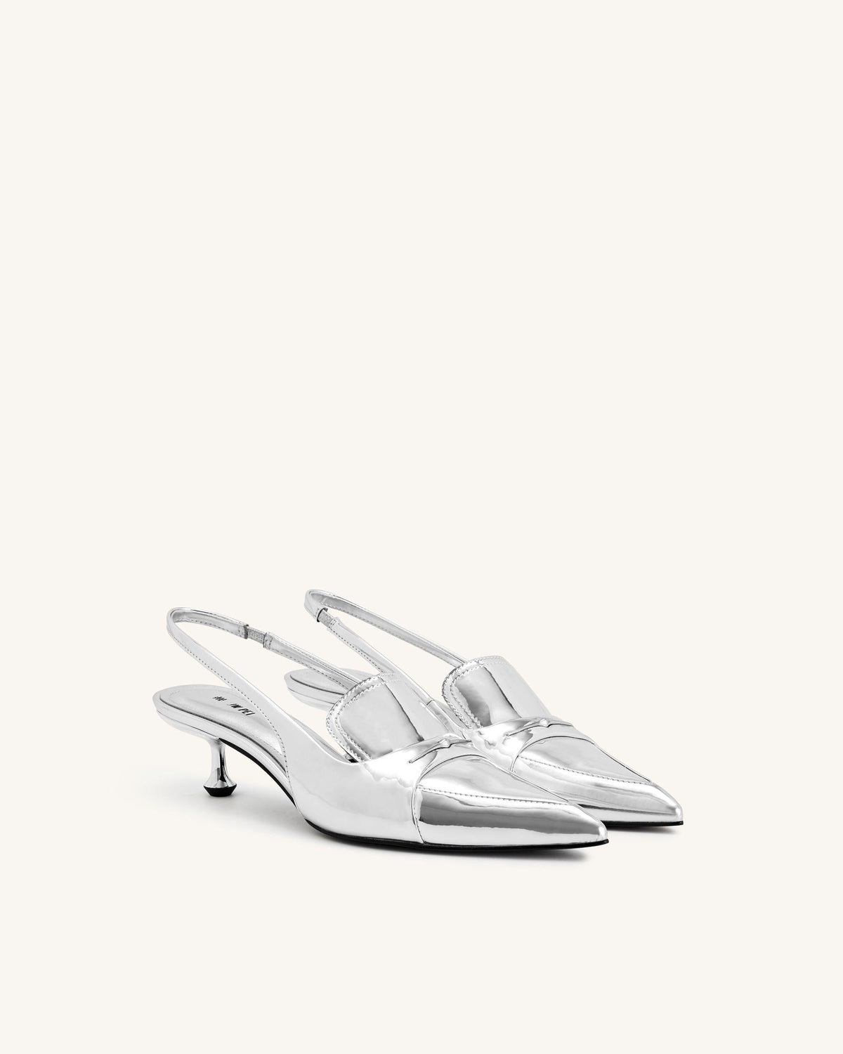Carla Metallic Kitten Heel Pumps - Silver | JW PEI