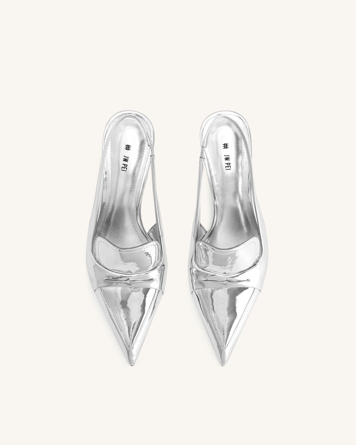 Carla Metallic Kitten Heel Pumps - Silver | JW PEI