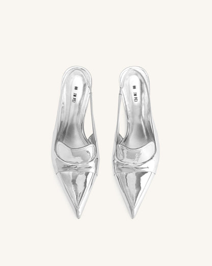 Carla Metallic Kitten Heel Pumps - Silver | JW PEI
