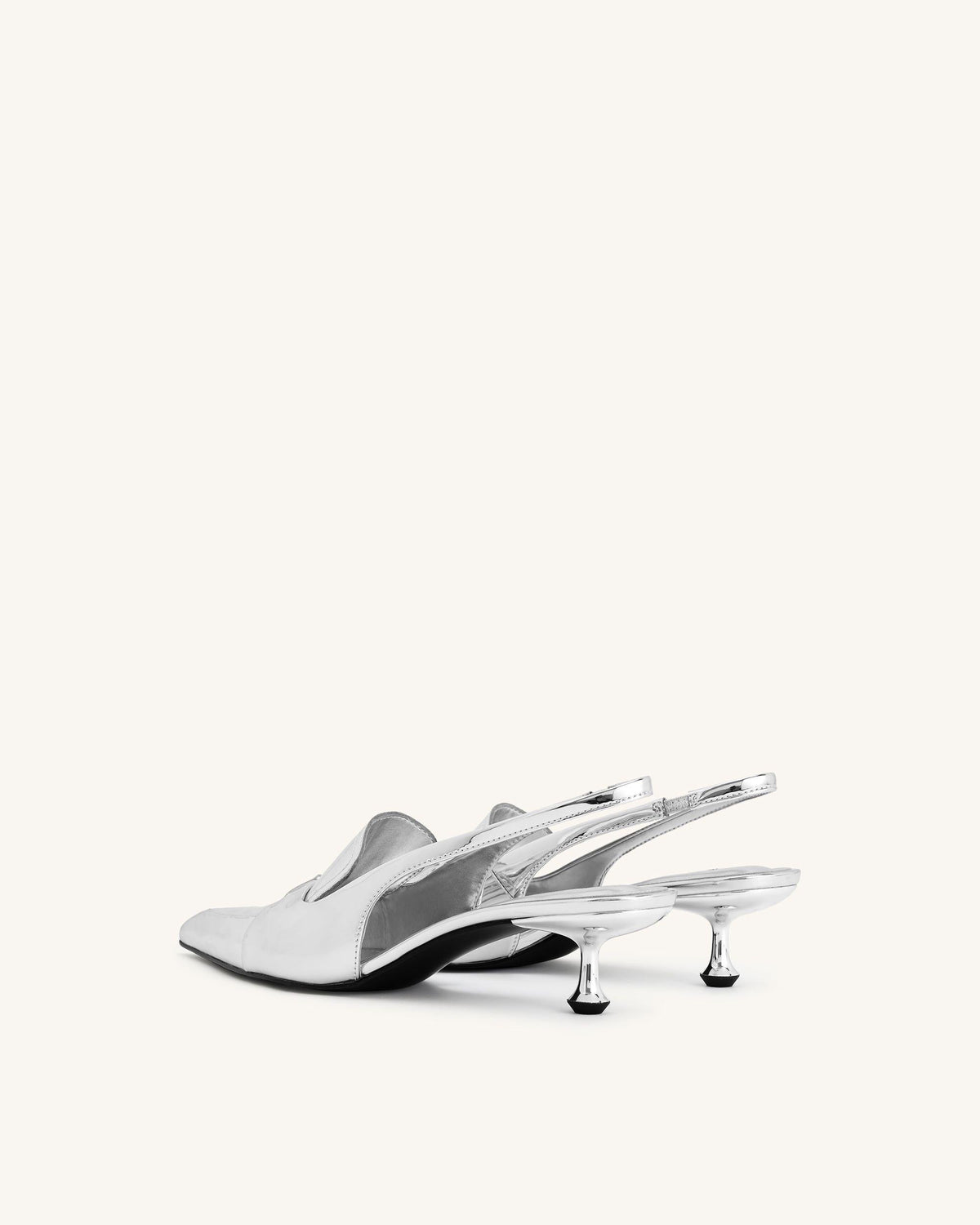 Carla Metallic Kitten Heel Pumps - Silver | JW PEI