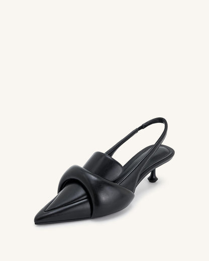 Carla Soft Padded Kitten Heel Pumps - Black | JW PEI
