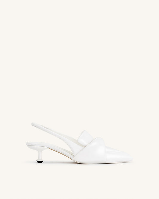 Carla Soft Padded Kitten Heel Pumps - White | JW PEI