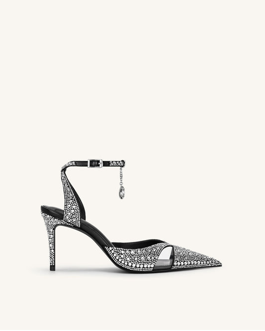 Haidi Artificial Crystal Pumps - Black | JW PEI