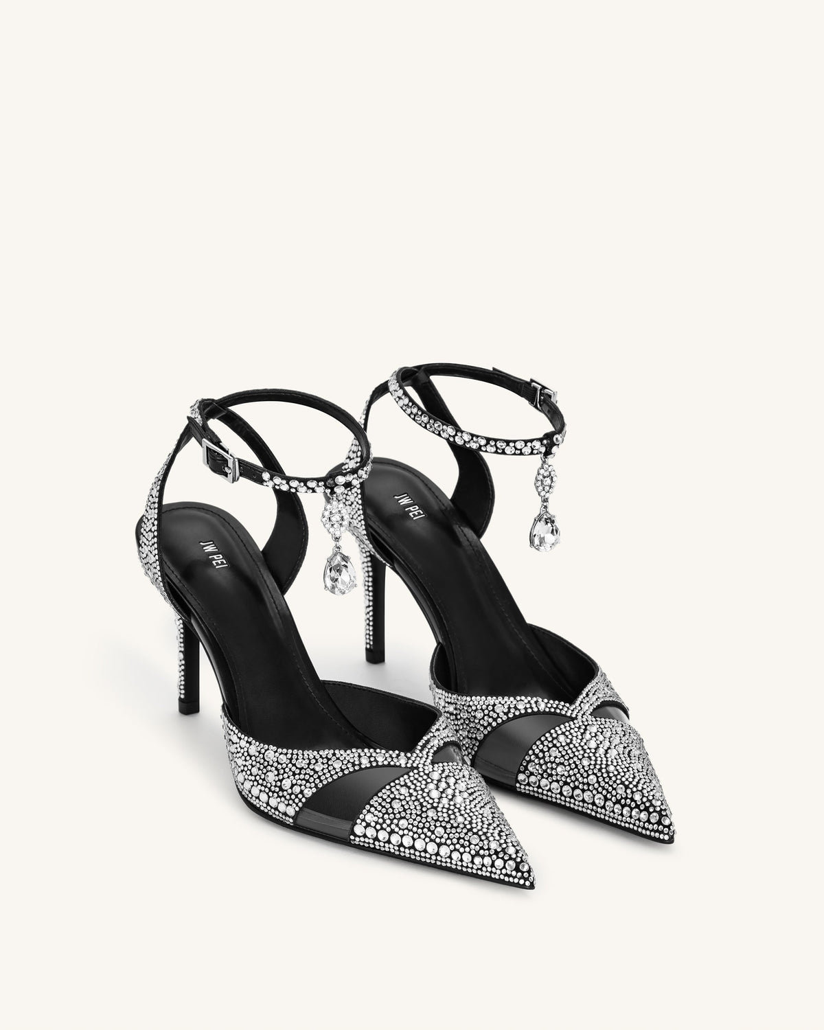 Haidi Artificial Crystal Pumps - Black | JW PEI