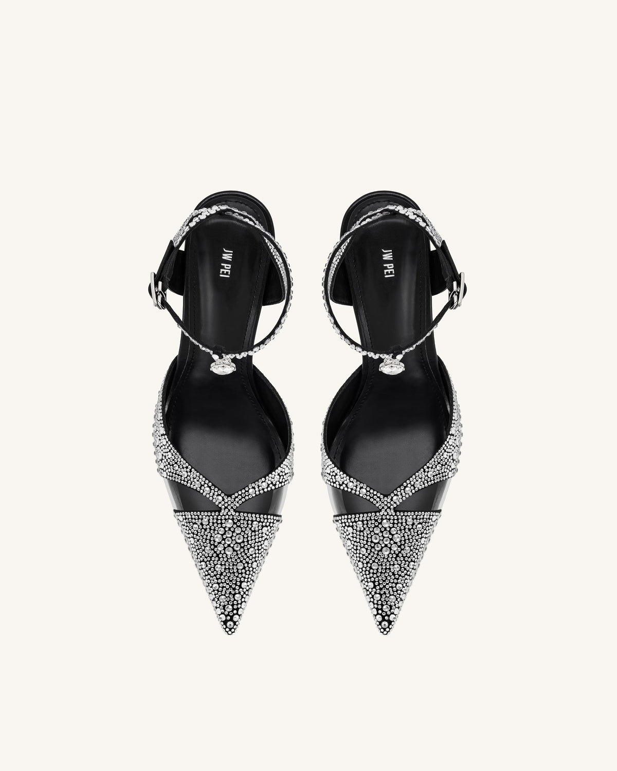 Haidi Artificial Crystal Pumps - Black | JW PEI