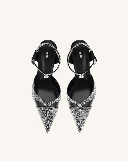 Haidi Artificial Crystal Pumps - Black | JW PEI