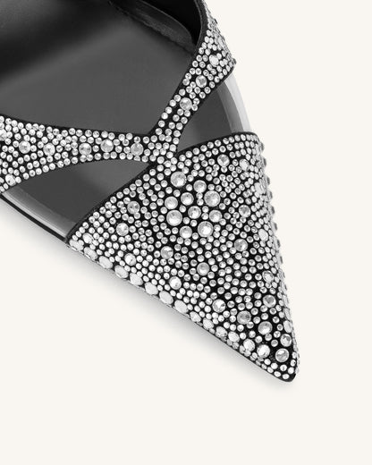 Haidi Artificial Crystal Pumps - Black | JW PEI