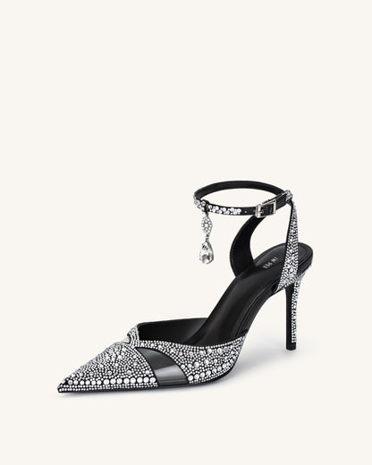 Haidi Artificial Crystal Pumps - Black | JW PEI