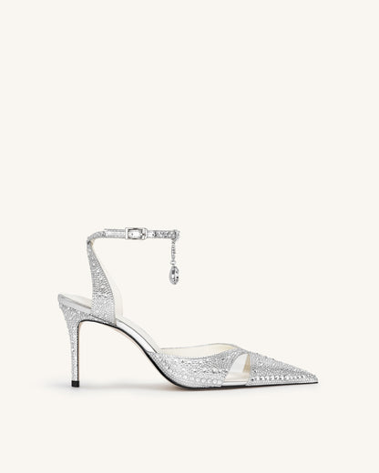 Haidi Artificial Crystal Pumps - Silver | JW PEI