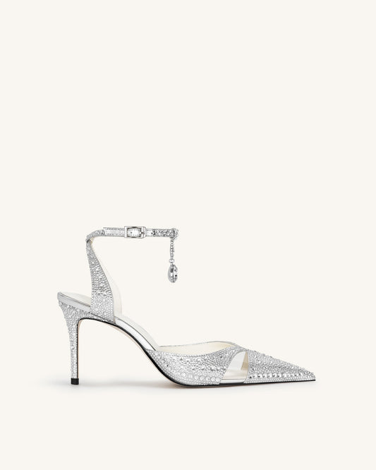Haidi Artificial Crystal Pumps - Silver | JW PEI