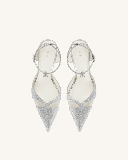 Haidi Artificial Crystal Pumps - Silver | JW PEI