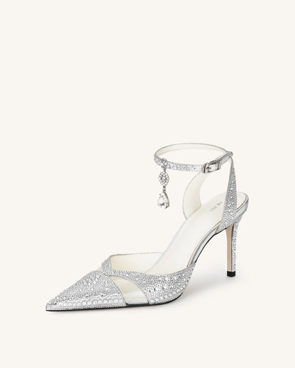 Haidi Artificial Crystal Pumps - Silver | JW PEI