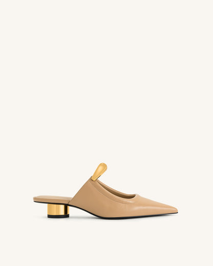 Helena Pierced Mules - Khaki | JW PEI