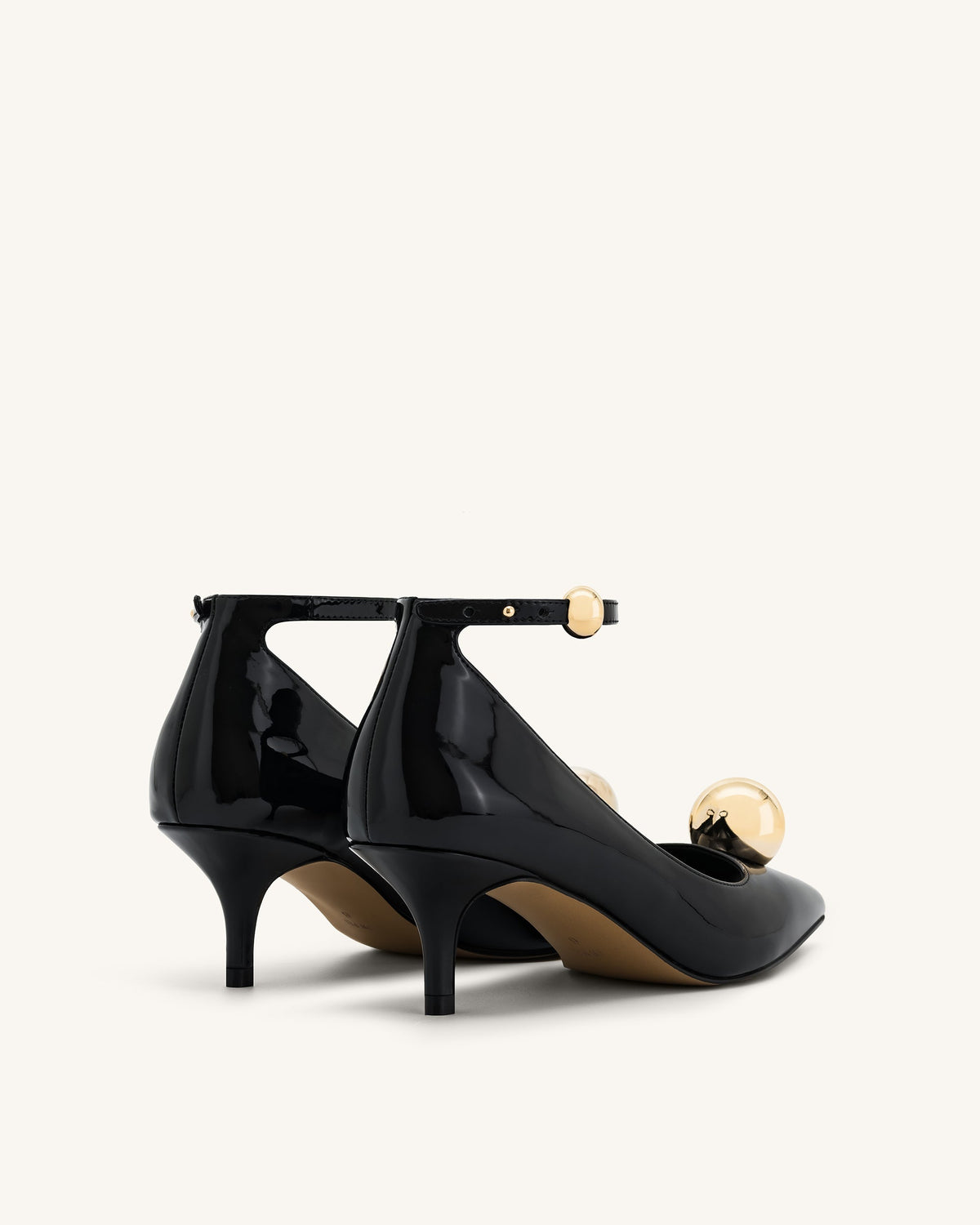 Jewel Buckle Kitten Heels Pumps-Black | JW PEI