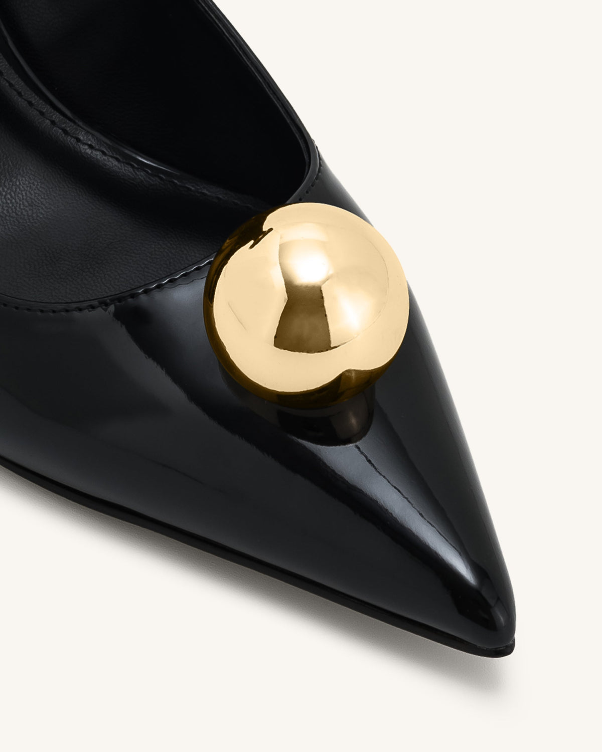 Jewel Buckle Kitten Heels Pumps-Black | JW PEI