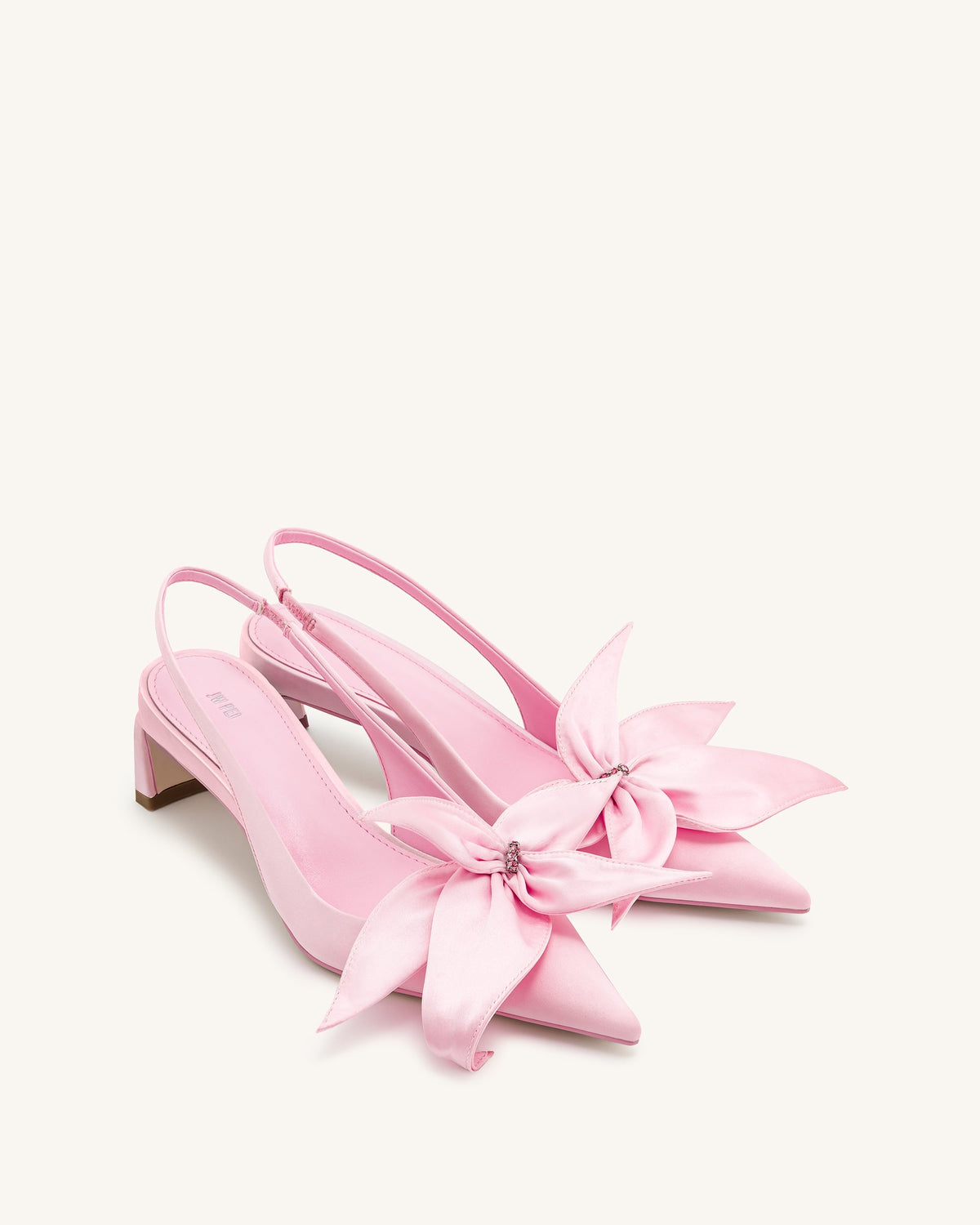 Queena Floral Appliques Slingback Pumps - Pink | JW PEI