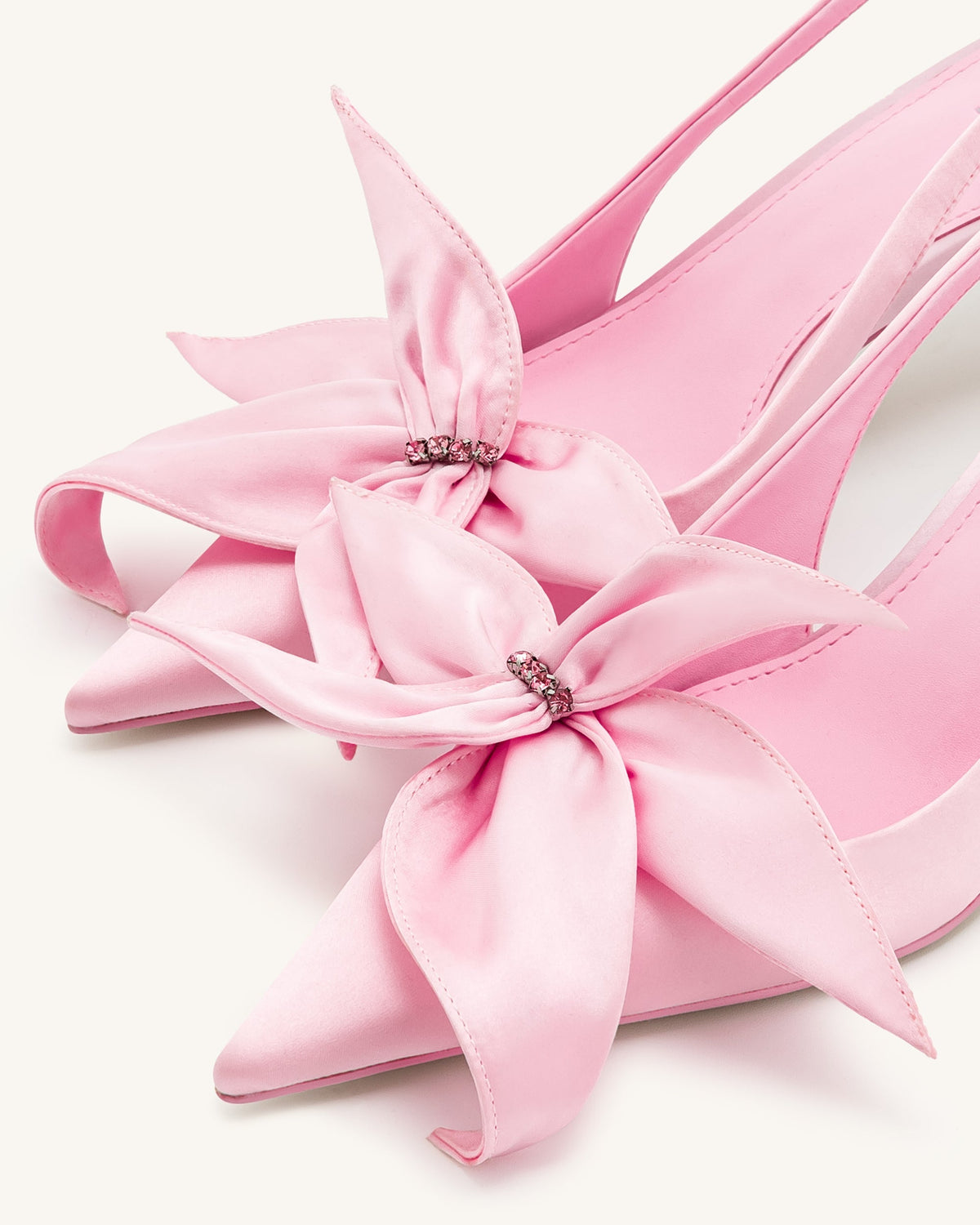 Queena Floral Appliques Slingback Pumps - Pink | JW PEI