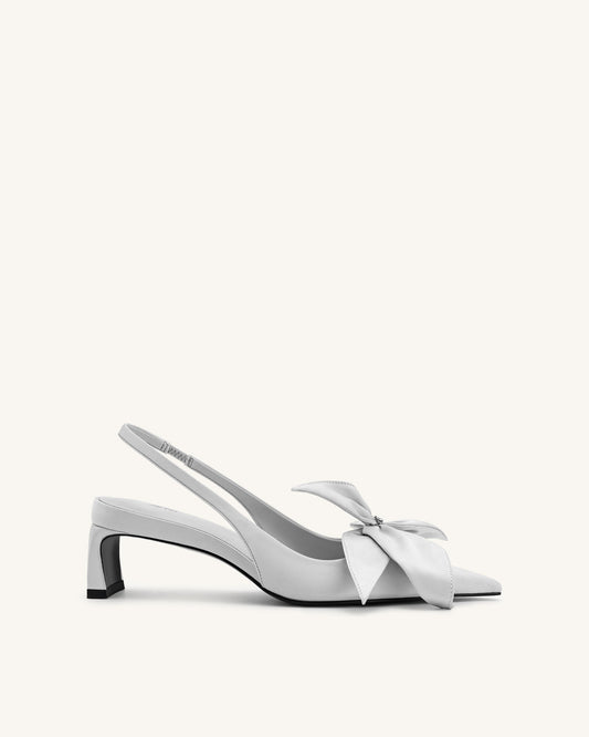 Queena Floral Appliques Slingback Pumps - Silver | JW PEI