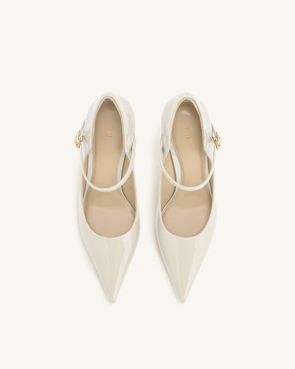 Thalina Patent Leather Pumps - Beige | JW PEI