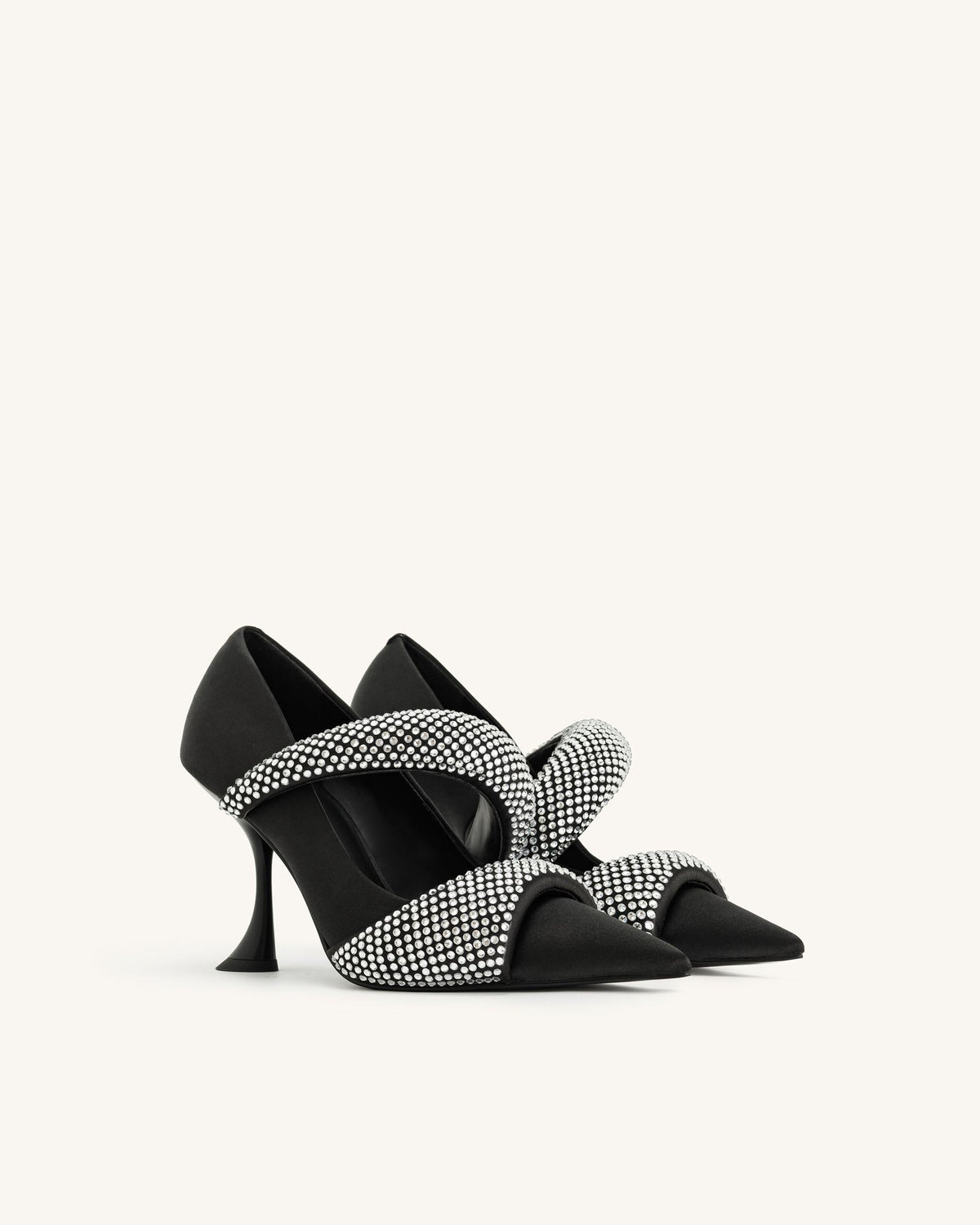 Sara Artificial Crystal Pumps - Black | JW PEI