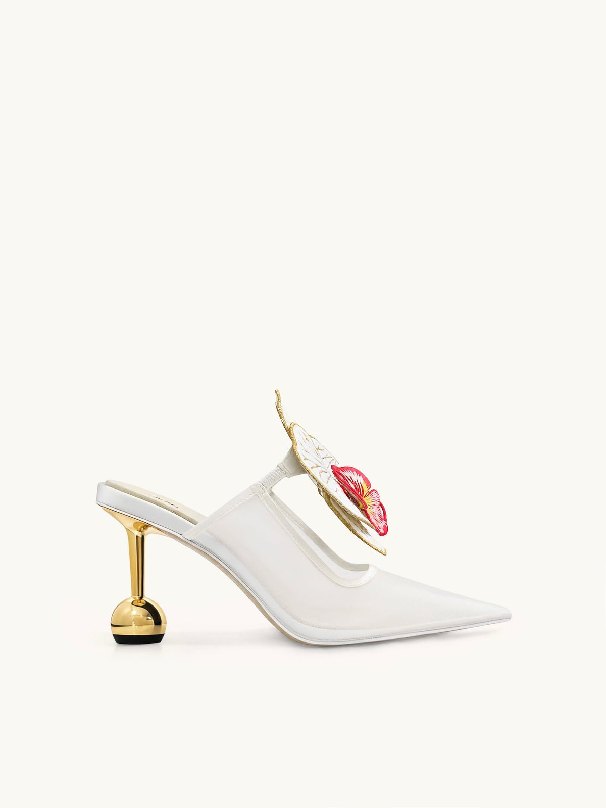Sofia Orchid Sphere Heel Mules - White | JW PEI