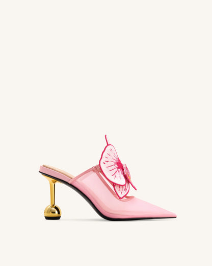 Sofia Orchid Sphere Heel Mules - Pink | JW PEI