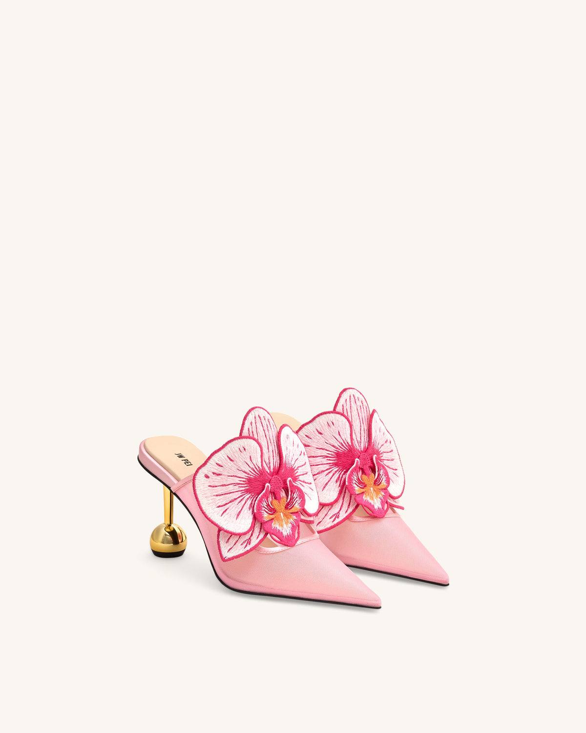 Sofia Orchid Sphere Heel Mules - Pink | JW PEI