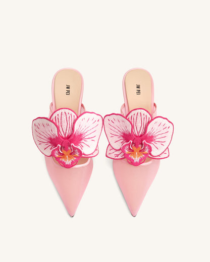 Sofia Orchid Sphere Heel Mules - Pink | JW PEI