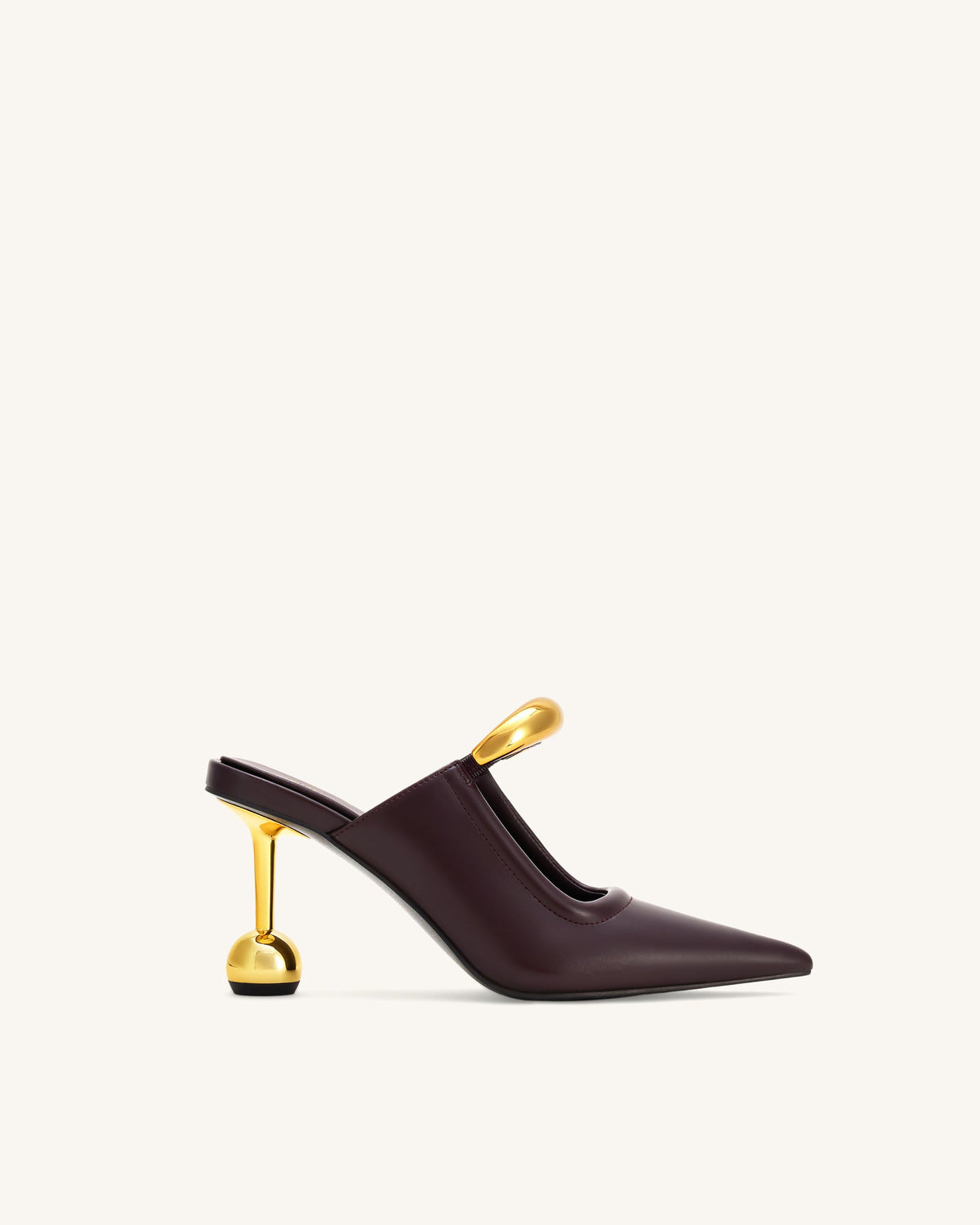 Sofia Metal Accent Sphere Heel Mules - Deep Burgundy | JW PEI
