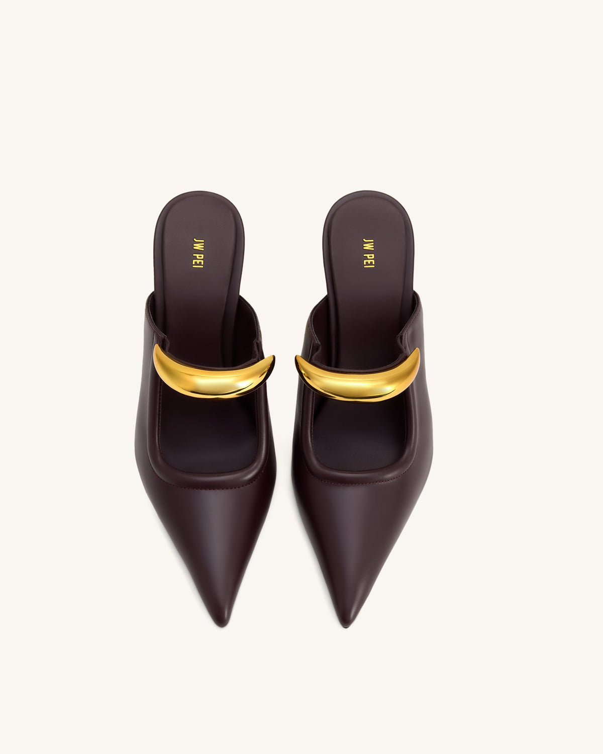 Sofia Metal Accent Sphere Heel Mules - Deep Burgundy | JW PEI