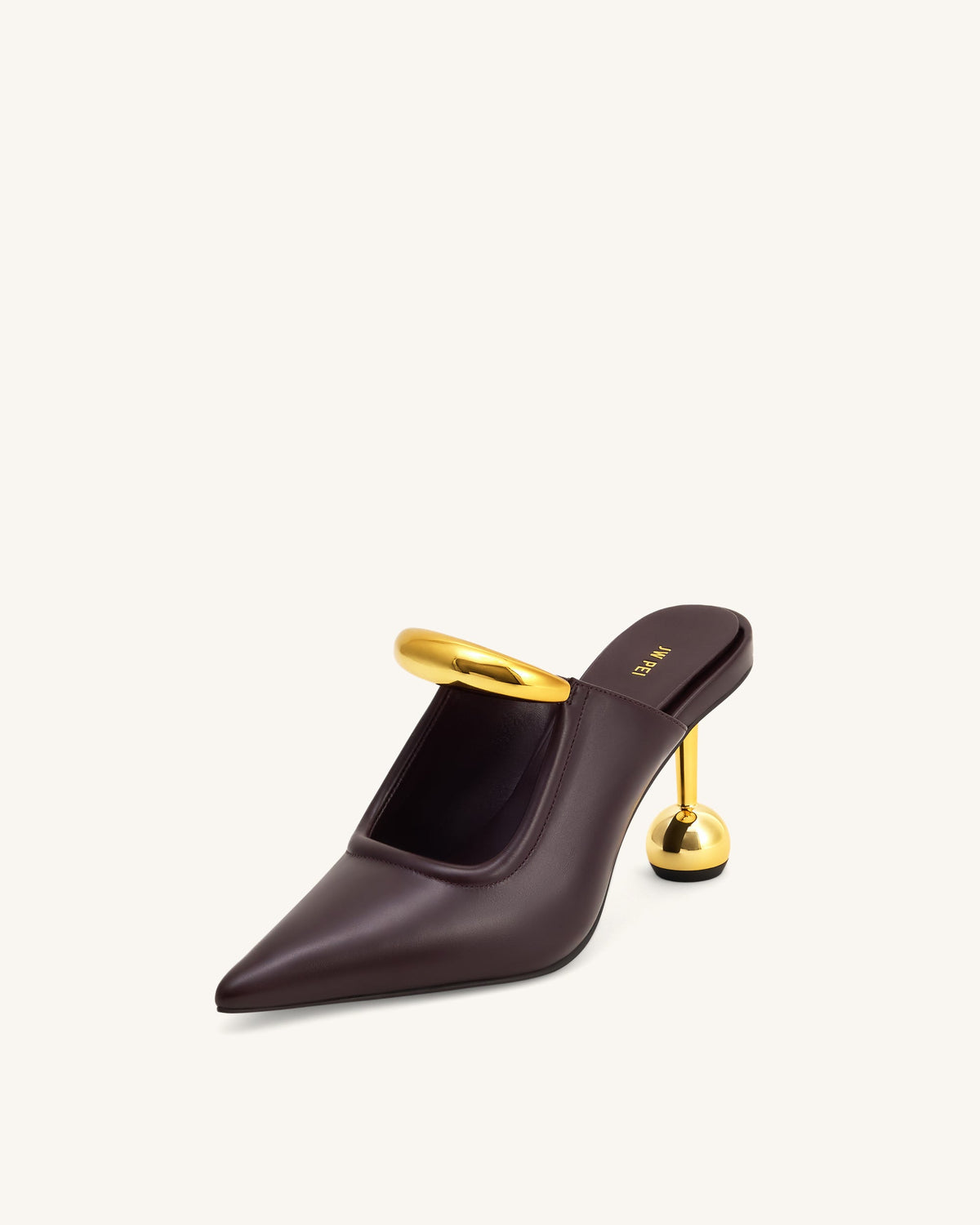 Sofia Metal Accent Sphere Heel Mules - Deep Burgundy | JW PEI
