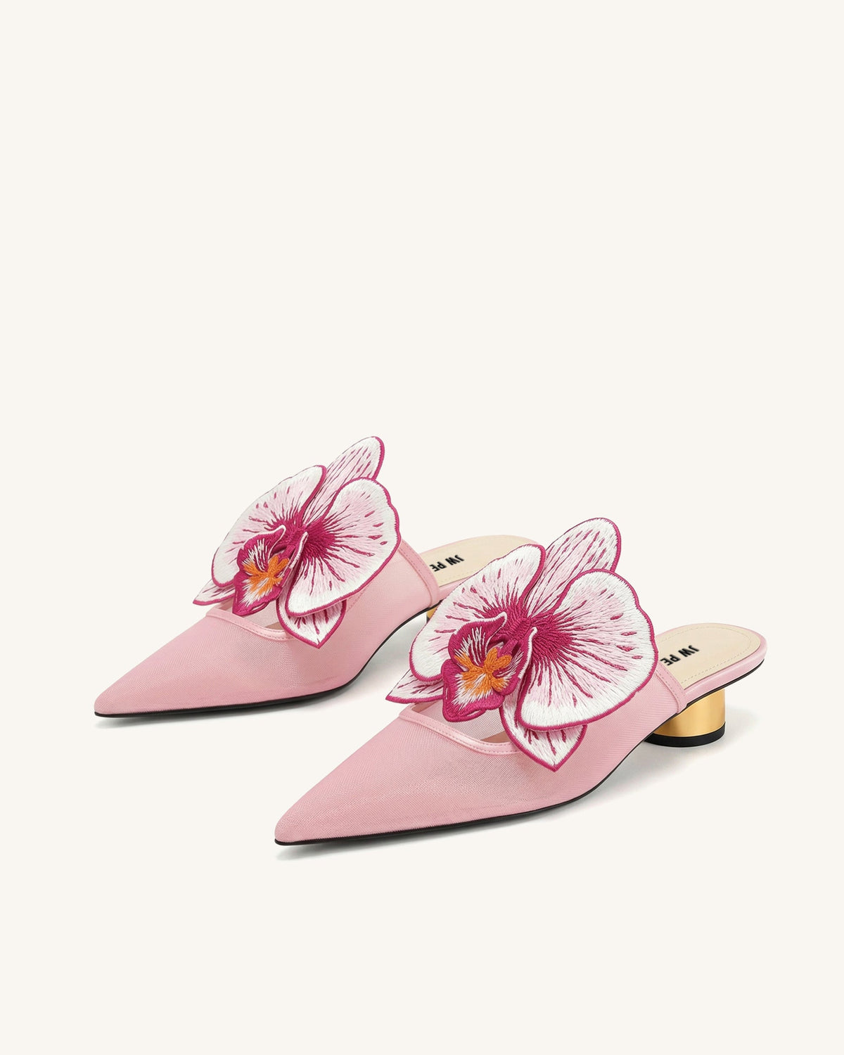 Helena Embroidery Decoration Pierced Mules - Pink | JW PEI