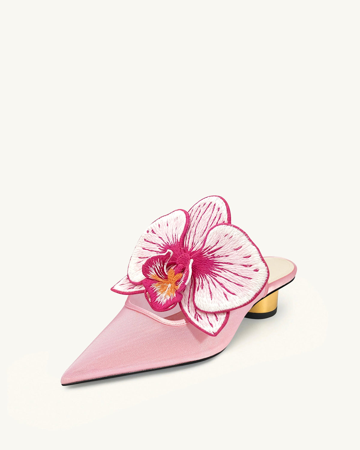 Helena Embroidery Decoration Pierced Mules - Pink | JW PEI